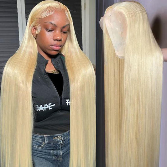613 Lace Front Wig Human Hair Straight Blonde Lace Front Wigs Human Hair 13x4 613 HD Lace Frontal Blonde Wig Human Hair 180% Density 28 Inch Glueless Wigs Human Hair Pre Plucked Lace Front Wigs